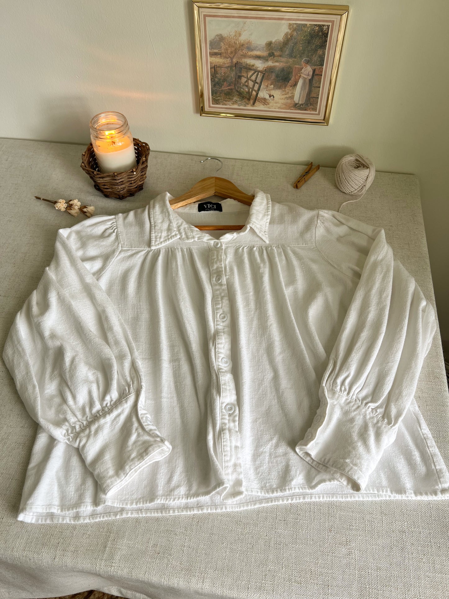 Linen Blend Blouse (L/XL)