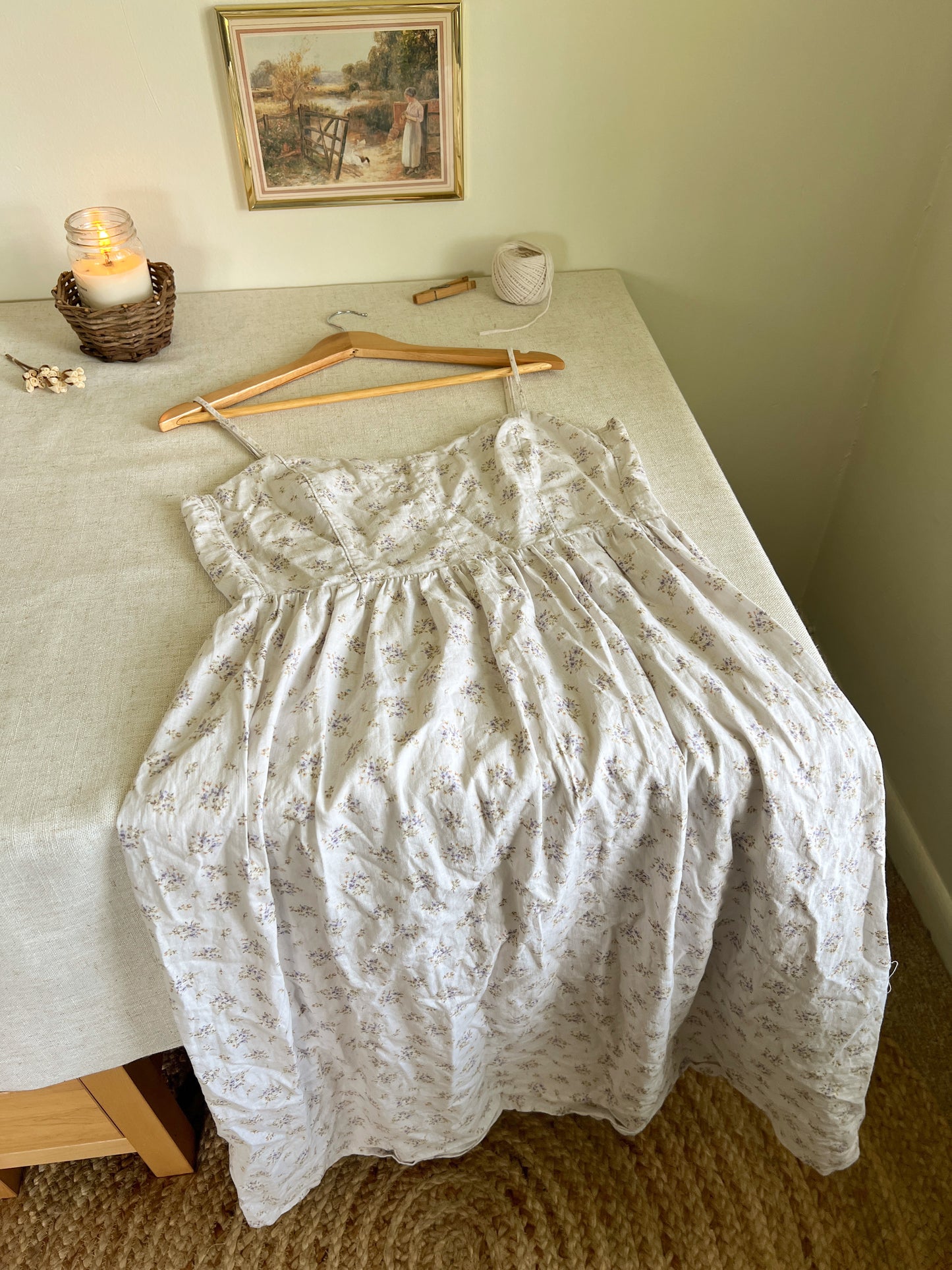 Linen Floral Maxi Dress (M)