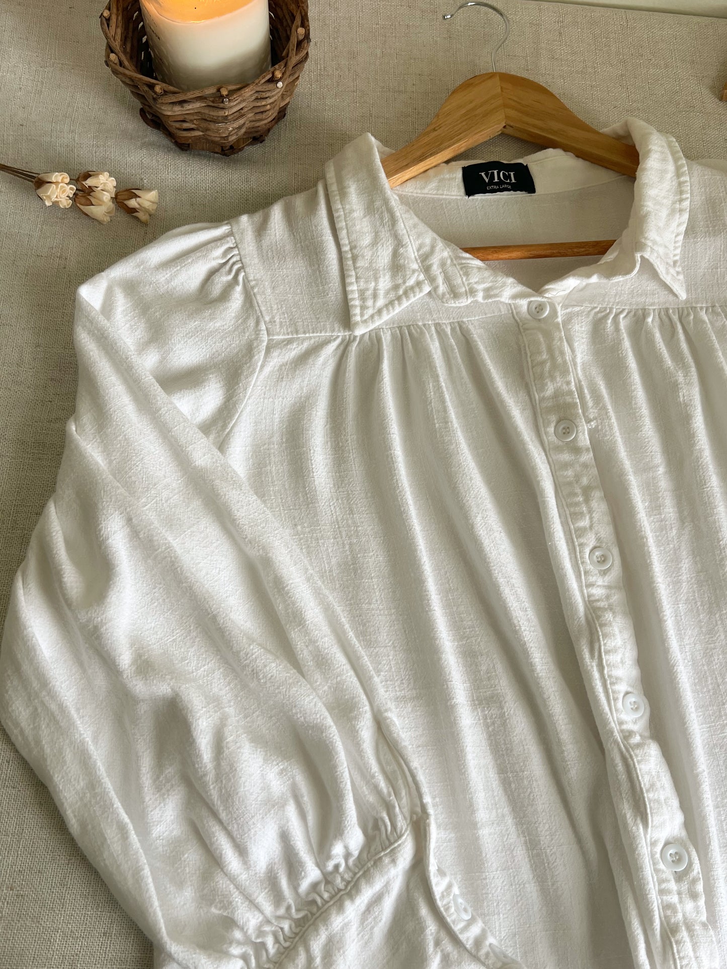 Linen Blend Blouse (L/XL)