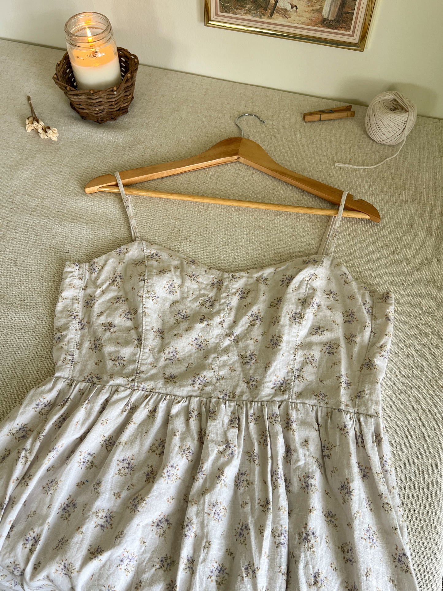 Linen Floral Maxi Dress (M)